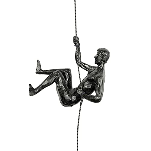 Sheey Adorno de Pared de Hombre Trepador de Metal Vintage, Figura Creativa de Arte de Escalador Suspendido de Resina, Arte de Escultura de Simplicidad de Estilo Industrial Moderno