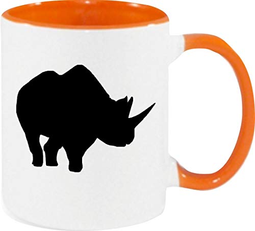 Shirtinstyle Taza de Café Taza de Café Animales Rinoceronte - Naranja