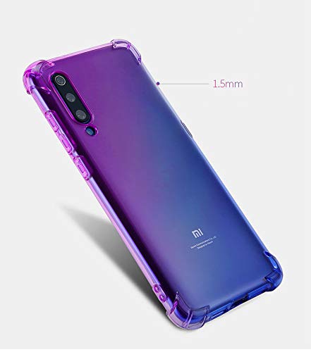 SHOP-PRIME Funda Xiaomi Mi9, Carcasa Silicona Flexible con Ultra protección contra Golpes y Rayones en Esquinas Protector TPU Airbag Anti-Choque para Teléfono Xiaomi Mi 9 6,39" (Purpura+Azul)