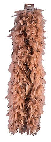 shoperama Boa de plumas larga, diseño de búho, color marrón, 180 cm