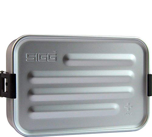 SIGG Metal Box Plus S Alu Fiambrera metálica (0.8 L), moderna caja con tapa, panel divisorio y práctico accesorio interior, ligero táper de aluminio con compartimentos