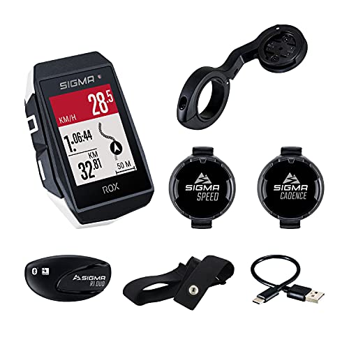 SIGMA Sport ROX 11.1 EVO Blanco Sensor Set | Ciclocomputador inalámbrico GPS y navegación, con sensores de Velocidad, frecuencia Cardiaca y cadencia de pedaleo | Navegación GPS en Exteriores