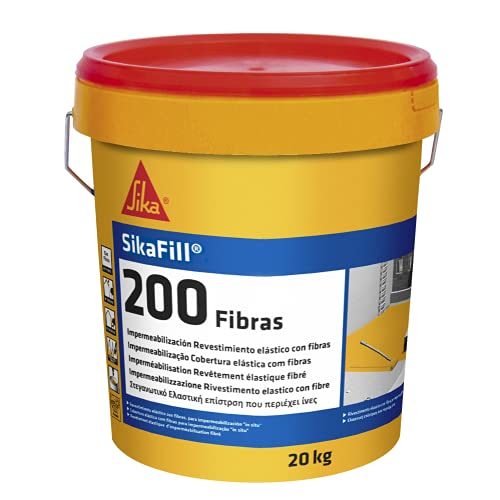 Sikafill-200 fibras, Rojo, Pintura acrílica con fibras de vidrio para impermabilización de cubiertas visitalbles y protección de pareces medianeras, 5kg