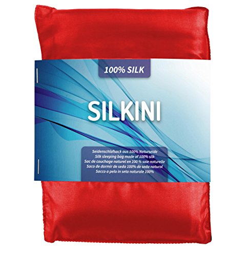 Silkini - Saco de dormir de seda 100% de seda natural, rojo