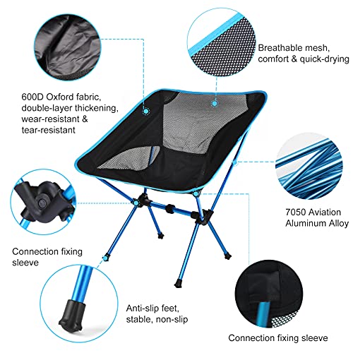 Sillas Plegables Ultraligeras,sillas de mochilero con Bolsa de Transporte Silla de Camping Plegable para la Pesca Picnic y Senderismo