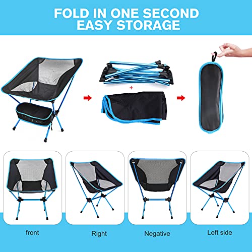 Sillas Plegables Ultraligeras,sillas de mochilero con Bolsa de Transporte Silla de Camping Plegable para la Pesca Picnic y Senderismo