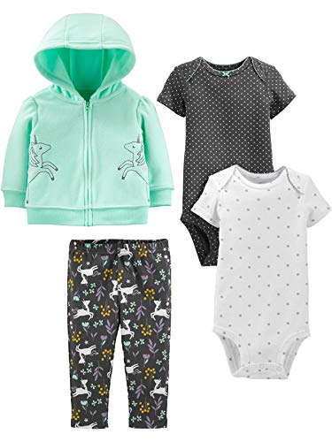 Simple Joys by Carter's 4-Piece Fleece Jacket, Pant, and Bodysuit Set Infant Toddler-Pants-Clothing-Sets, Mint Unicorn, 12 Meses