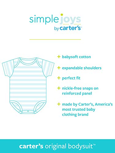 Simple Joys by Carter's - Body de manga corta para bebé, 6 unidades ,Azul Marino/Turquesa ,0-3 Meses