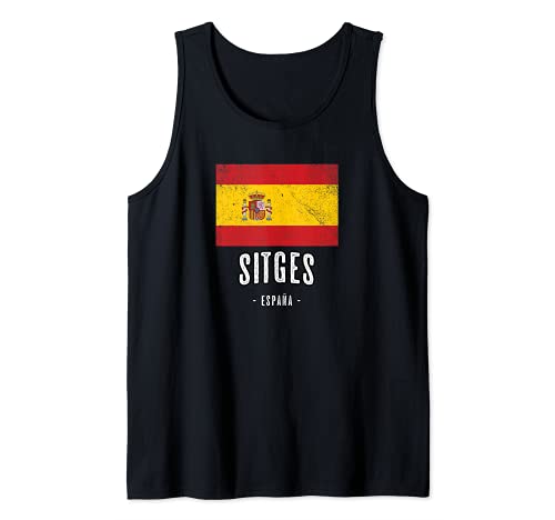 Sitges España | Souvenir Linda Ciudad - Bandera - Camiseta sin Mangas