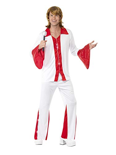 Smiffys-33496M Disfraz de Super Trooper, Hombre, Camisa y Pantalones, Color Blanco y Rojo, M-Tamaño 38"-40" (Smiffy'S 33496M)