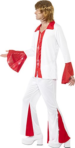 Smiffys-33496M Disfraz de Super Trooper, Hombre, Camisa y Pantalones, Color Blanco y Rojo, M-Tamaño 38"-40" (Smiffy'S 33496M)