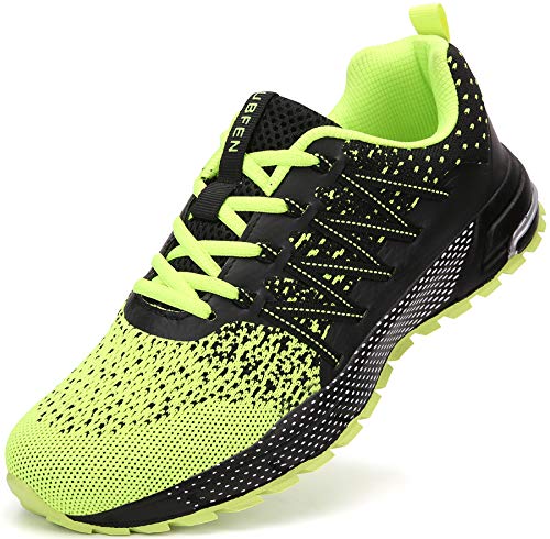 SOLLOMENSI Zapatillas de Deporte Hombres Mujer Running Zapatos para Correr Gimnasio Sneakers Deportivas Padel Transpirables Casual Montaña 42 EU H Verde