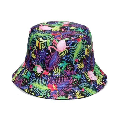 Sombrero de playa Estilo Tropical Banana Leaf Coconut Tree Flower Print Sombrero de pescador Sombrero de sol Mujeres, G, Talla única