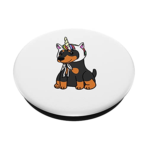 Sombrero De Unicornio Dóberman Perro PopSockets PopGrip: Agarre intercambiable para Teléfonos y Tabletas