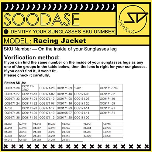 SOODASE Para Oakley Racing Jacket Gafas de Sol Azul Lentes de Repuesto polarizadas