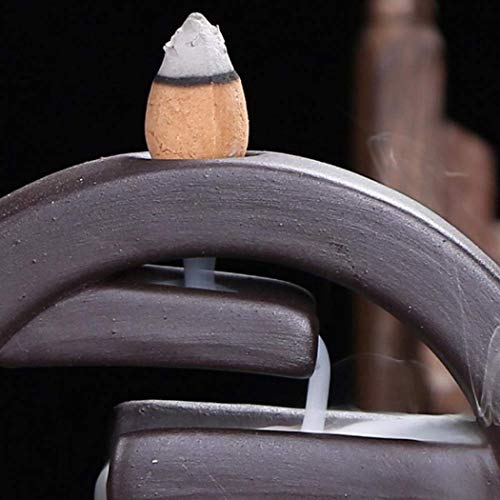 Soporte para quemador de incienso de cerámica hecho a mano con 10 conos para el hogar, yoga, oficina, aromaterapia, adorno (Zen)
