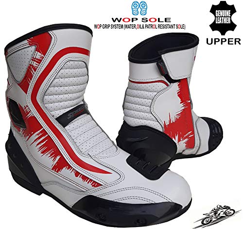 Speed MaxX - Zapatillas deportivas de piel auténtica para hombre, color azul, rojo y blanco. Rojo Size: 8