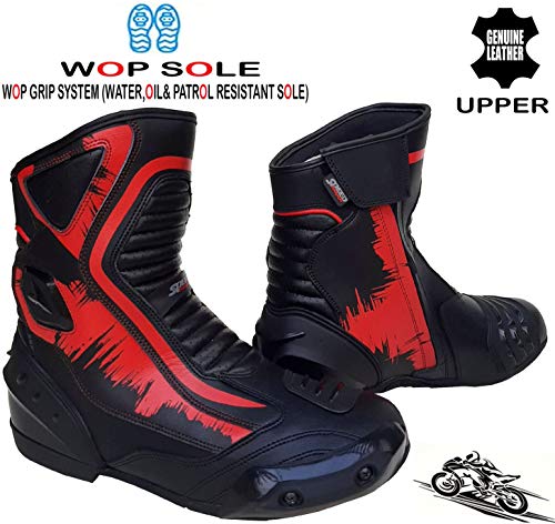 Speed MaxX - Zapatillas deportivas de piel auténtica para hombre, color azul, rojo y blanco. Rojo Size: 8