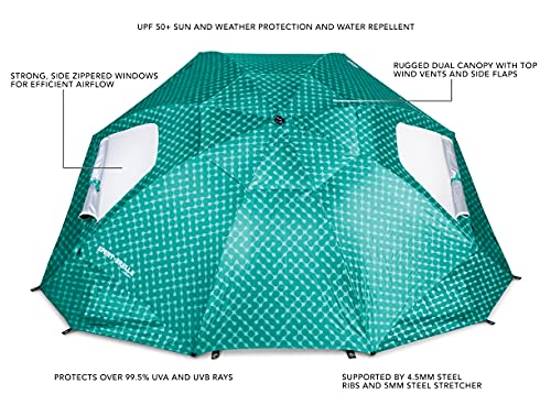Sport-Brella Paraguas Unisex, Color Turquesa portátil para Todo Tipo de Clima y Sol, toldo de 8 pies, tamaño 1