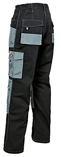 Stenso Emerton - Pantalones de Trabajo Estilo Cargo para Hombre - Resistentes - Negro/Gris - 46