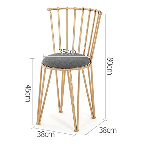 Stools Bar Stool Metal Office Chair Modern High Bar Stools for Kitchen| Gold Barstools with Gray Soft Sponge Cushion Back Rest Lady'S Dressing Chair with Back