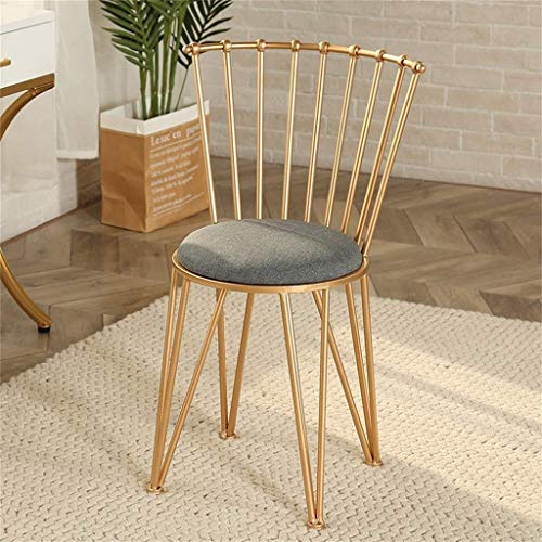 Stools Bar Stool Metal Office Chair Modern High Bar Stools for Kitchen| Gold Barstools with Gray Soft Sponge Cushion Back Rest Lady'S Dressing Chair with Back