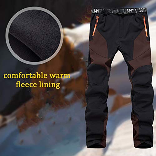 SUKUTU Pantalones de Senderismo Softshell para Exteriores para Hombres Pantalones de Lana Gruesa Calientes Impermeables A Prueba de Viento Deportes de esquí de Nieve