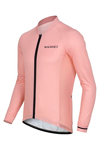 SUNDRIED Camiseta de Ciclismo de Manga Larga para Hombre, Camiseta de Ciclismo de Carretera, Camiseta de Ciclismo de montaña Rosa, Kit de Ciclismo (Rosa, M)
