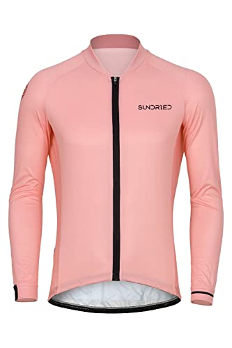 SUNDRIED Camiseta de Ciclismo de Manga Larga para Hombre, Camiseta de Ciclismo de Carretera, Camiseta de Ciclismo de montaña Rosa, Kit de Ciclismo (Rosa, M)