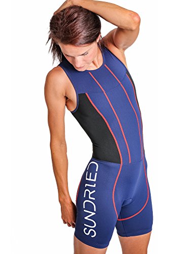 SUNDRIED mujer acolchada Triathlon Tri Suit compresión Duatlón Ejecución de juego de la piel Natación Ciclismo (azul, M)