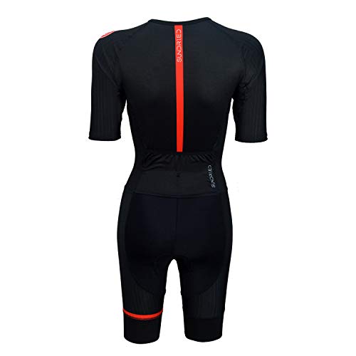 SUNDRIED Womens Pro Trisuit Triatlón de una pieza Aero Ciclismo skinsuit Tri Suit (Negro, S)
