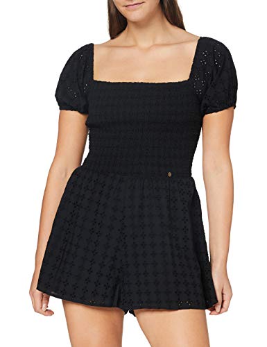 Superdry Broderie Smocked Playsuit Mono Corto, Negro (Black 02a), XS (Talla del Fabricante:8) para Mujer