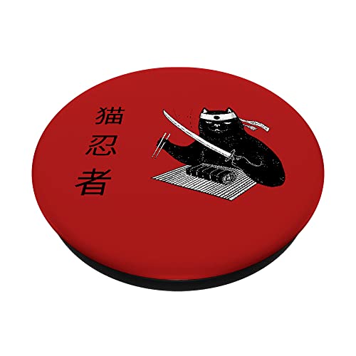 Sushi Comiendo Gato Ninja Shinobi Gato PopSockets PopGrip Intercambiable