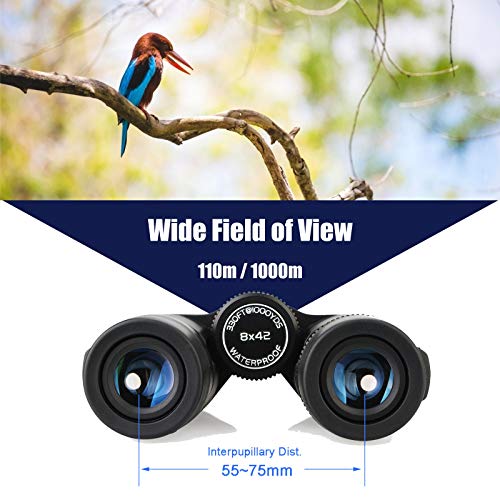 Svbony SV47 Binoculares, 8x42 Prismaticos Impermeables HD para Adultos Observación de Aves, Lente FMC Bak4 Prism, Correa para Cuello Bolsa Suave para Caza Naturaleza Observación de Safari
