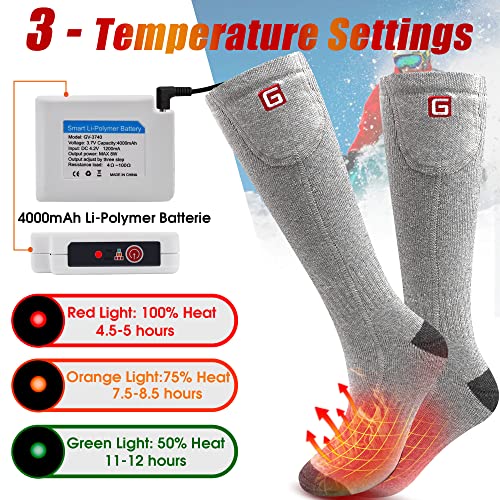 Svpro Calcetines térmicos recargables Baterías térmicas cómodas Calcetines térmicos para clima frío Caminatas, camping, calcetines de invierno para hombres y mujeres