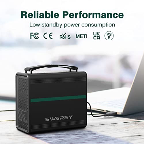 SWAREY Generador Solar Portátil 166Wh(3.2V/52Ah,12.8V/12.96Ah) Salidas AC/DC/USB/Tipo-C Estación de Energía con Batería de Litio-Ferrofosfato para CPAP Acampada Emergencia Electrodomésticos