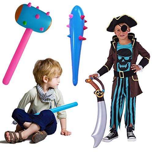 SWZY Inflatable Props Set - Inflatable Sticks Pirate Sword Stick Star Wars Lightsaber Sword Stick Caveman Club Children's Toy Primal Human Cosplay (Random Color)