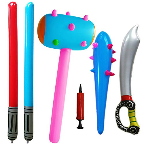 SWZY Inflatable Props Set - Inflatable Sticks Pirate Sword Stick Star Wars Lightsaber Sword Stick Caveman Club Children's Toy Primal Human Cosplay (Random Color)