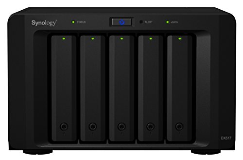Synology DX517 5000GB Escritorio Negro Unidad de Disco Multiple - Unidad de Disco múltiple (Unidad de Disco Duro, 5 TB, Unidad de Disco Duro, SSD, 50 TB, SATA, 1000 GB)