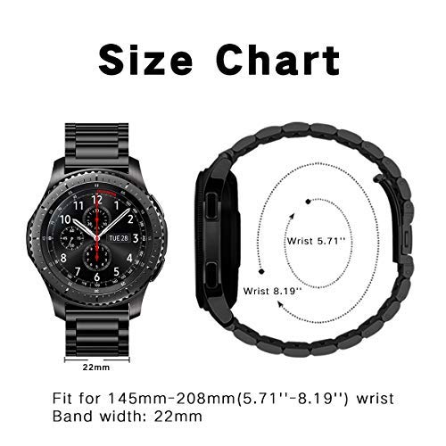 Syxinn Compatible con Correa de Reloj Gear S3 Frontier/Classic/Galaxy Watch 46mm Banda Pulseras de Repuesto, 22mm Acero Inoxidable Metal+Silicio Pulsera para Huawei Watch GT/GT 2 46mm
