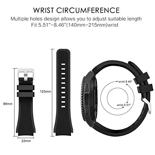 Syxinn Compatible con Correa de Reloj Gear S3 Frontier/Classic/Galaxy Watch 46mm Banda Pulseras de Repuesto, 22mm Acero Inoxidable Metal+Silicio Pulsera para Huawei Watch GT/GT 2 46mm