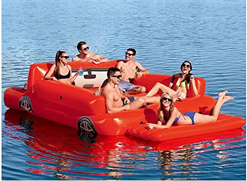 SZZY 6 Personas Inflable Gigante Coche camión Piscina Isla Flotante Piscina Lago Fiesta en la Playa Barco Flotante Juguete de Agua cojín de Aire