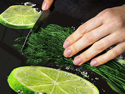 Tabla de cocina de vidrio templado - Tabla de cortar de cristal resistente – Cubre Vitro Decorativo – UNA PIEZA (60 x 52 cm) o DOS PIEZAS (30 x 52 cm); D07 Frutas y verduras: Lima 7