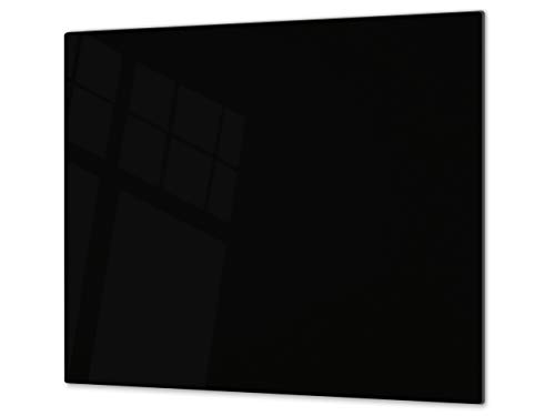 Tabla de cortar decorativa de cristal templado y cubre vitro – Dos en Uno – Resistente a golpes y arañazos – UNA PIEZA (60 x 52 cm) o DOS PIEZAS (30 x 52 cm); D17 Serie En blanco y negro: Black