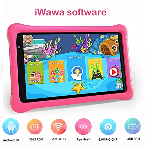Tableta de niños de 8 pulgadas, Tablet PC, DDDLER PC, Quad Core Android 10.0, Roma de 32 GB, Wi-Fi, Cámara dual, Control parental, Software infantil preinstalado, Tienda de Google Play