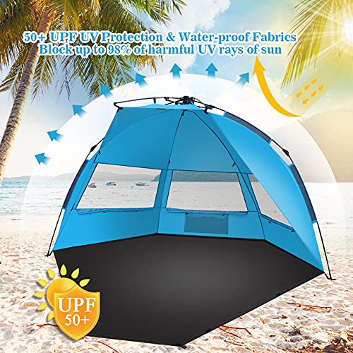 TAGVO Pop Up Beach Tent XL Sun Shelter con Puerta de Entrada, Fácil de Instalar Tear Down, Portable Canopy