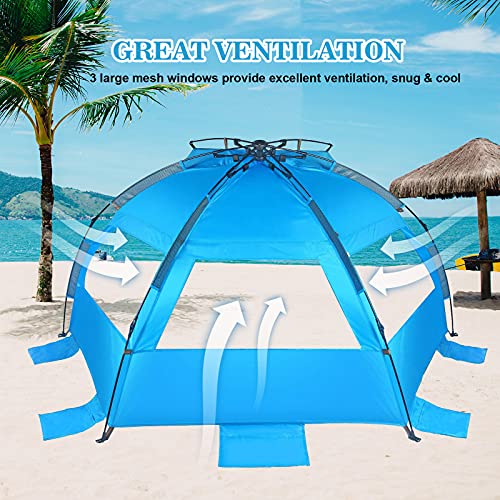 TAGVO Pop Up Beach Tent XL Sun Shelter con Puerta de Entrada, Fácil de Instalar Tear Down, Portable Canopy