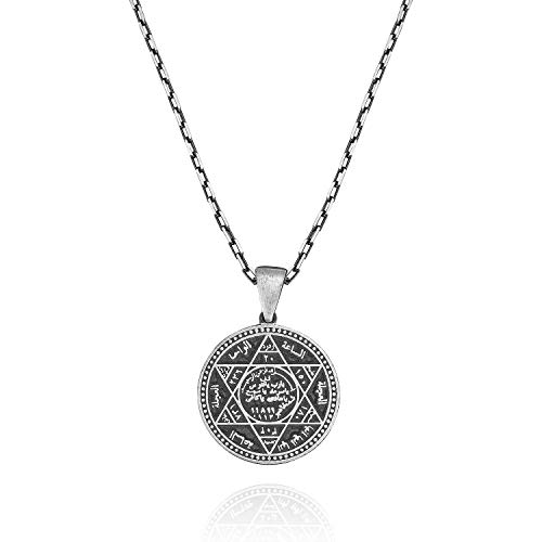 TAKILINGO Collar con colgante de plata de ley 925 con diseño de círculo, diseño de Solomon, para regalo