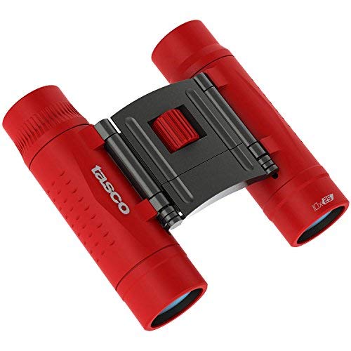 Tasco Essentials 168125R - Prismático de Techo (10 x 25 mm, prismáticos de Techo BK-7, con Revestimiento antirreflectante), Color Rojo
