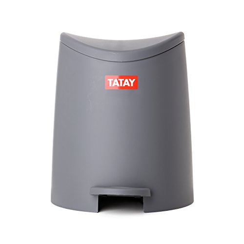 Tatay Papelera Baño con Pedal Estándar, 3L de Capacidad, de Polipropileno, Libre de BPA, Color Gris, Medidas 19 x 21.8 x 22.1 cm